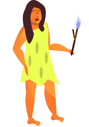 Cave woman with torch